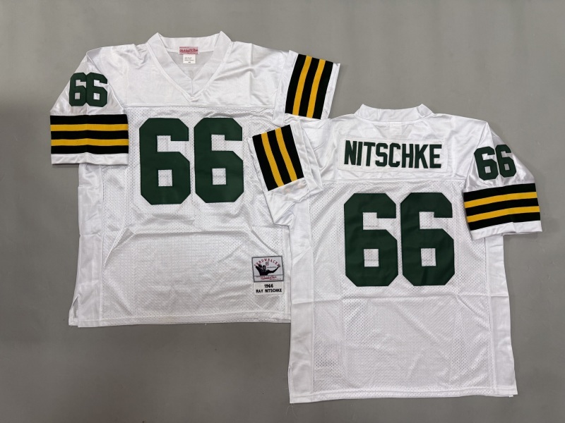 Men 2025 Green Bay Packers #66 Nitschke white Throwback Limited NFL Jersey style 002